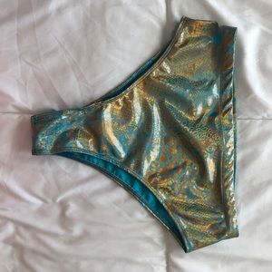 Teal & gold Brazilian freedomravewear bottoms